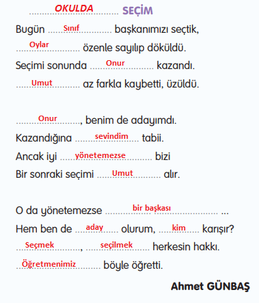 3. Sınıf Türkçe Ders Kitabı Cevapları Sayfa 77  Gizem Yayıncılık