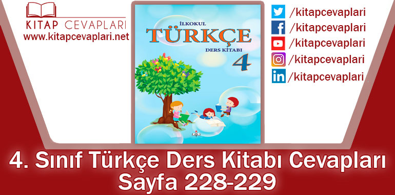 4. Sınıf Türkçe Ders Kitabı 228-229. Sayfa Cevapları MEB Yayınları