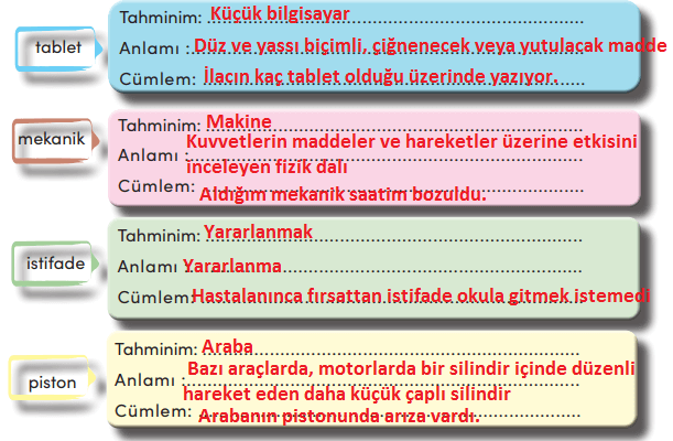 4. Sınıf Türkçe Ders Kitabı Cevapları Sayfa 119 MEB Yayınları